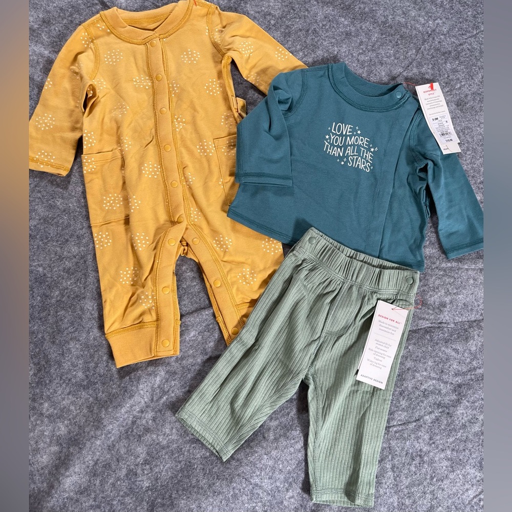 Cat & Jack Unisex Nb/ 0-3m Baby Neutral 3 Piece Set